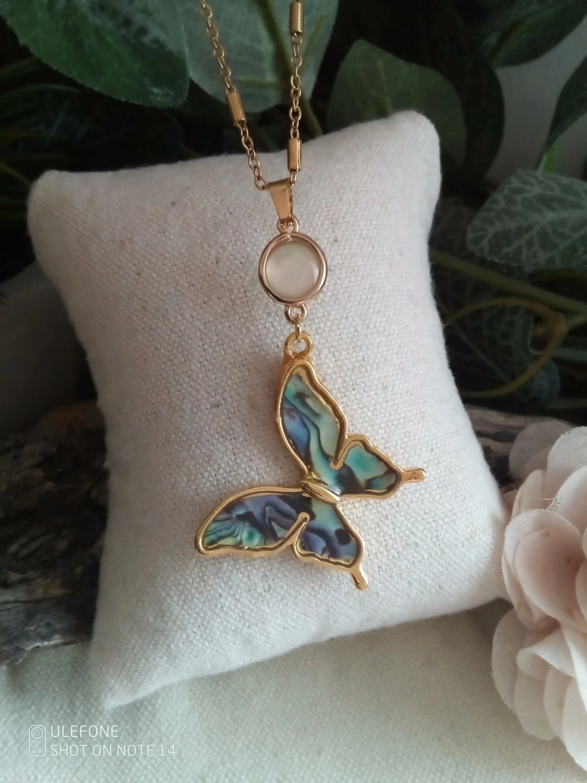 Collier papillon abalone + carte – photo 2